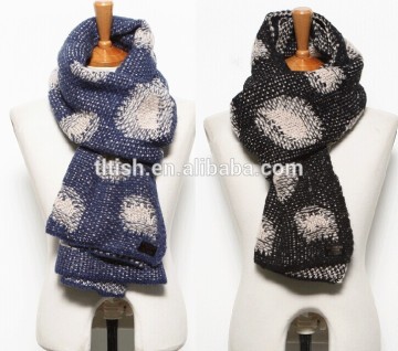Fashion acrylic knitted scarf, jacquard scarf, jacquard knitting pattern scarf