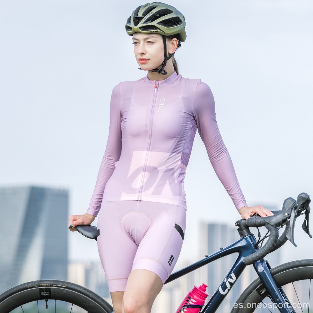 Jersey de bicicleta de manga larga del equipo femenino