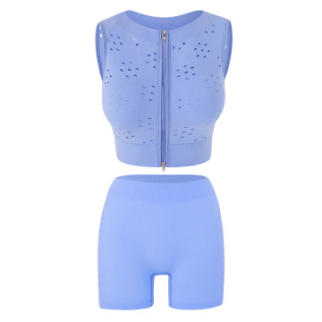 Women's Comfortable Sport Set: Shockproof Padded Bra, Breathable Zipper Top & Yoga Shorts