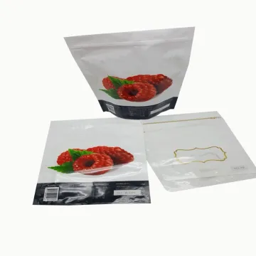 Self-standing cherry dried fruit plastic bag with zipper