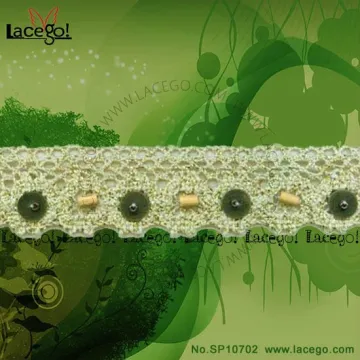 2014 New fashion design Cotton Beaded Applique Lace
