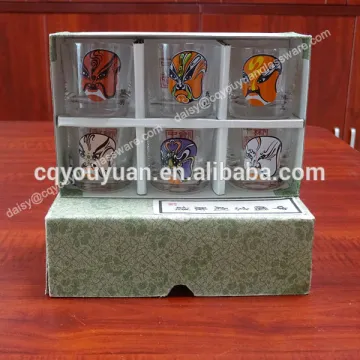 45ml round decorative chinese shot glass with decal