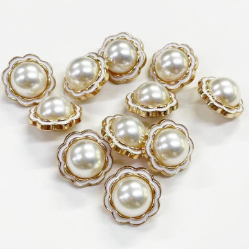 Custom 18mm White Pearl Shirt Button Flowers in Gold Metal Alloy: Latest 2022 Trend