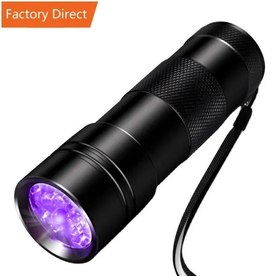 12LED Battery Powered 395nm UV Flashlight Blacklight Detector Lamp