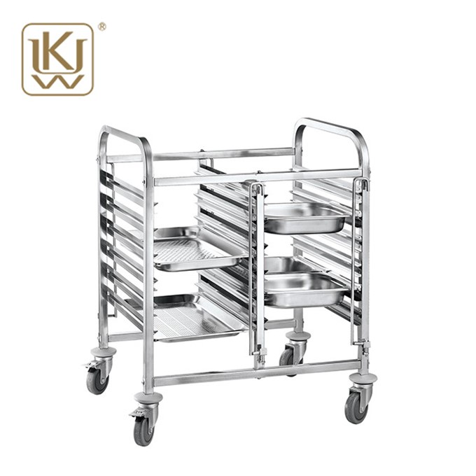 Double Line Stainless Steel Tray Rack Trolley