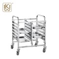 Double Line rostfritt stål Tray Rack Trolley