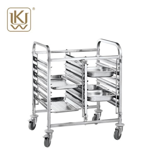 Double Line rostfritt stål Tray Rack Trolley