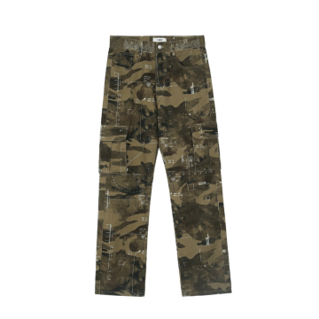 American Men's Multi-Pocket Straight Baggy Cargo Jeans for Spring