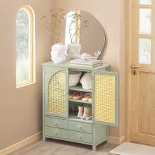 Shoe Cabinet with 2 Drawers and Rattan Door