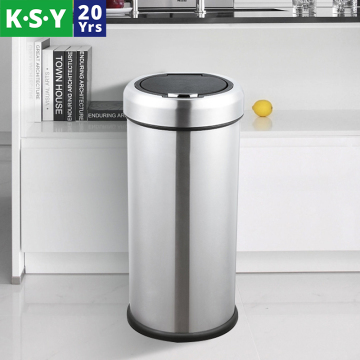 Large Stainless Steel 40L Kitchen & Bathroom Trash Can with PP Material Press Top Lid
