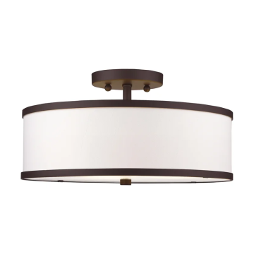 Rustic 3-Light Drum Shade Semi Flush Mount Ceiling Light