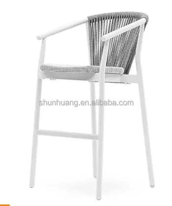 High Back Rope Weaving Balcony Bar Chair with Cushion - Popular Outdoor Furniture Design