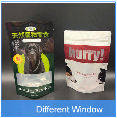 Pet Treats Food Bags with Window