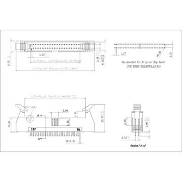 1,27 * 2,54 mm en verrou à double rangée / en-tête d&#39;éjecteur Type de 180 °