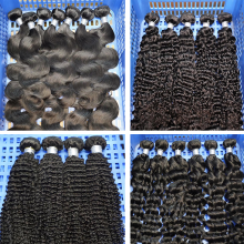 Deep Wave Brasilískt mannshársknippi ókeypis sýnishorn Virgin naglabönd Samstillt Hair Hair Extensions Hrá hár Weave knippi fyrir konur