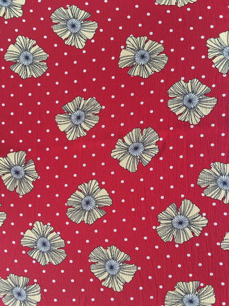 Dots Flower Design Polyester Bubble Crepe Printing Fabric