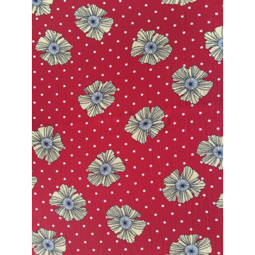 Dots Flower Design Polyester Bubble Crepe Printing Fabric