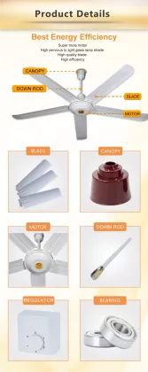 56inch White Industrial Style 5 Blade Ceiling Fan