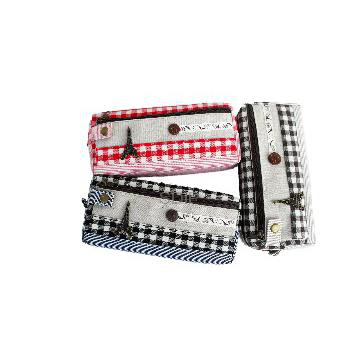 2013 NEW Arrival pencil case ECO linen cotton pencil bags Eiffel badge