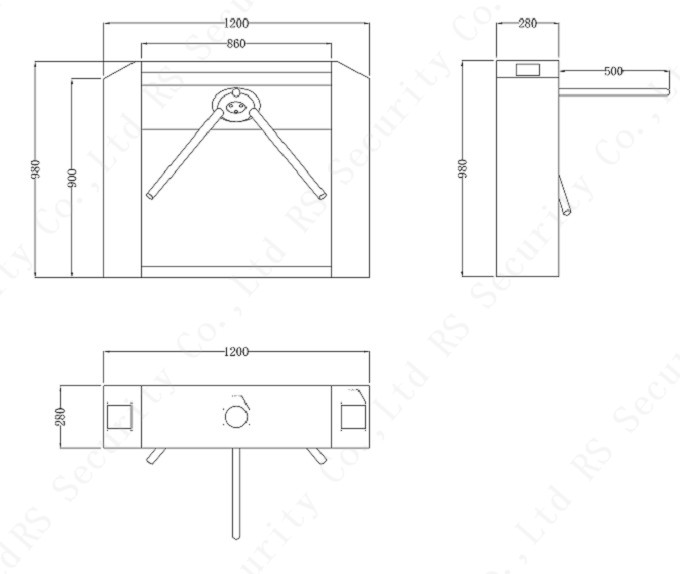 Electric Tripod Turnstile Design Size