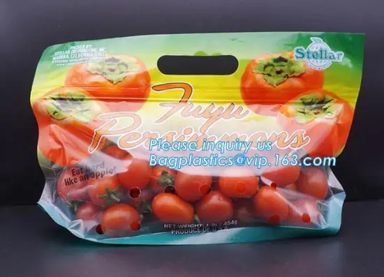 Reclosable Fresh Fruit Cucumber Packaging Bag with Air Hole, Fruit Protect Peach Bag/kiwi Fruit Bag, fresh fruit bag with slider
