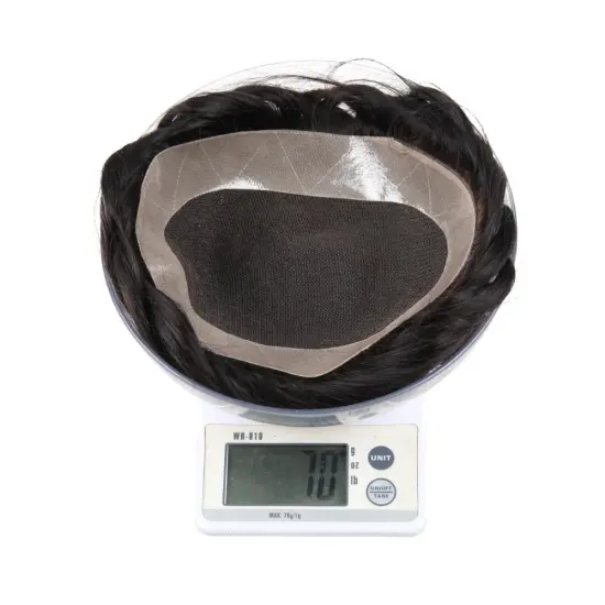 Cheap thin skin human hair toupee indian men human hair toupee wig ,natural black hair wig for men