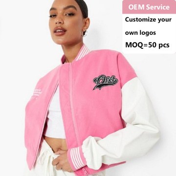 Veste de baseball rose courte en gros