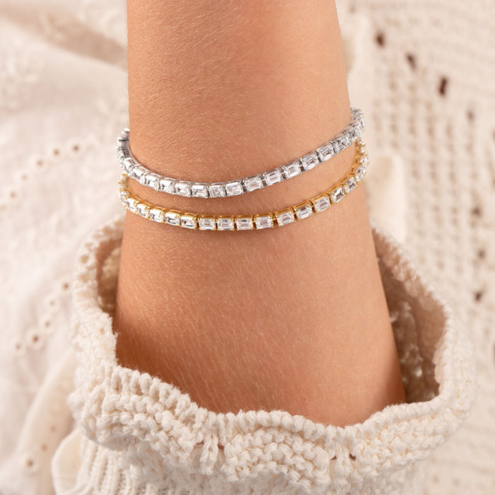 สร้อยข้อมือเทนนิสเพชร Lab Grown Diamond 18K มรกต 9.1 กะรัต