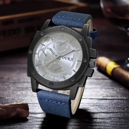 WJ-11428 Men's Fashion Causal Leather Quartz Watches - Wholesale Business Wrist Watches