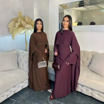 لباس ماکسی بسته لبه مروارید دار کیپ Abaya