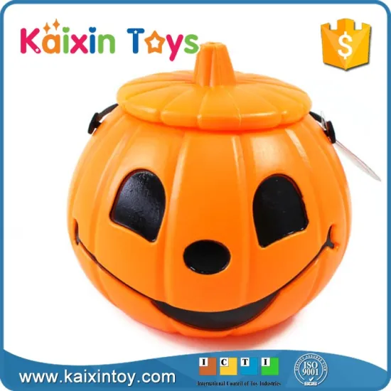 Halloween Plastic Pumpkin Bucket With Lid For Party
