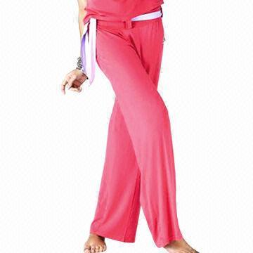 Dance/Yoga Pants, Contrast Waist String, Made of Cotton and Spandex, Customized Log Designs Welcomed
