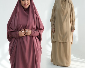 Samt-Satin-Gebets-Abaya-Umhang mit Kapuze