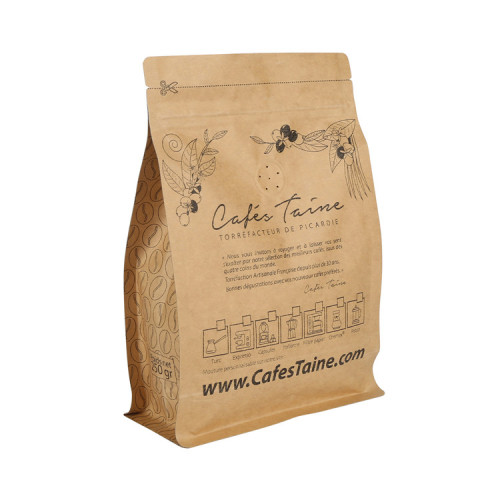 Eco vriendelijke pakpapier Kraft ritssluiting koffie tas vlakke bodem met klep