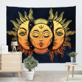 Sun and Moon Face Tapestry Mandala Wall Hanging Indian Hippie Bohemian Psychedelic Mystic Tapestry for Livingroom Bedroom Home D