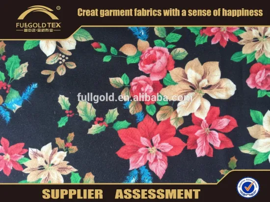 2016 DTY printed fabric knitted ordinary small flower print brush fabric in keqiao fullgold