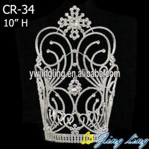 Large Snowflower Rhinestone Silver Plated Crown