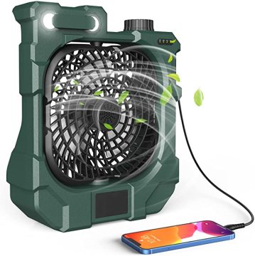 Portable Outdoor Rechargeable LED Power Bank with Fan and Light