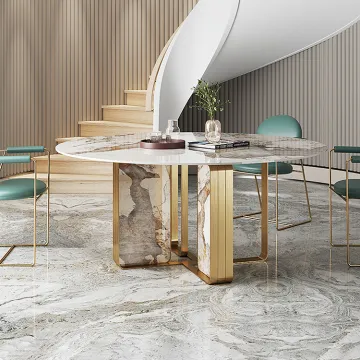 Cheap round gold stainless steel dining table