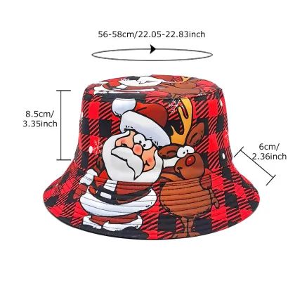 Santa Claus Pattern Fisherman Hat - Men and Women Outdoor Leisure Sun Hat