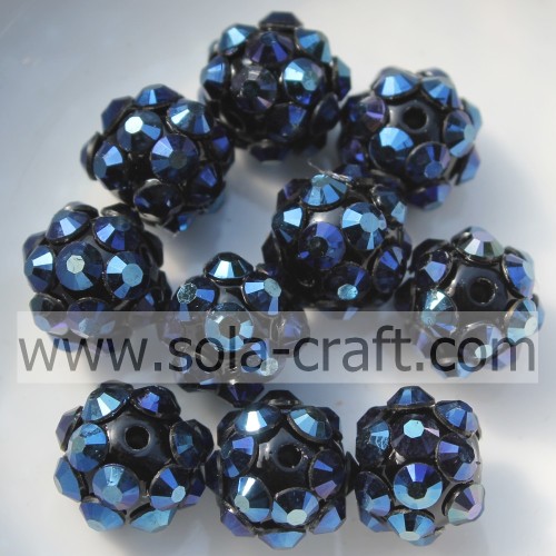 Populaire donkerblauwe kleur 8 * 10 MM hars strass ronde kralen