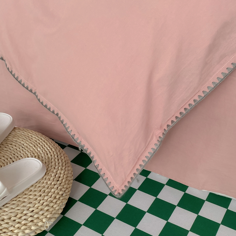 Lavé Coton Duvetcover Set King avec broderie Shell