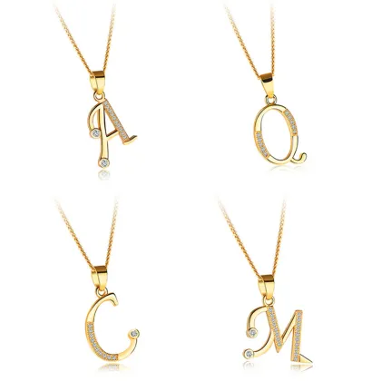 Custom Diamond Gold Initial Pendant Necklace