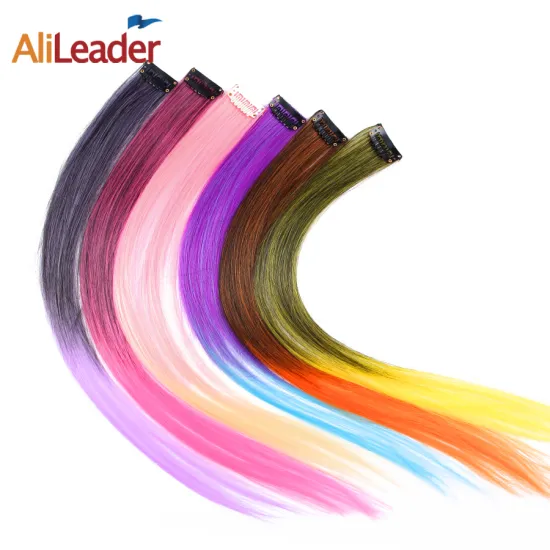 AliLeader 50cm Long Straight 20 inch width 1 Clip In One Piece Synthetic Hair Pieces Ombre Two Tone Color