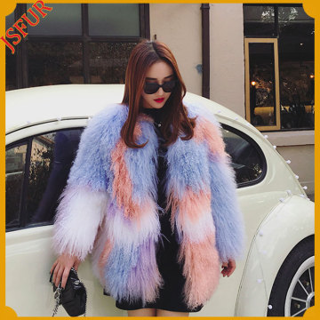New Design Mongolian Fur Solid Coat Free Size Jacket