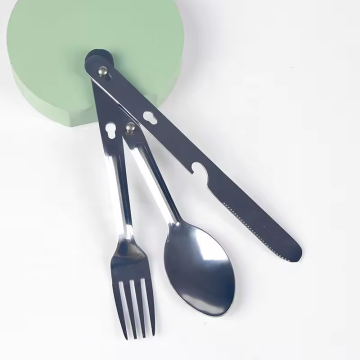 Klapper Camping Besteck Set - Edelstahlmessergabel Löffel
