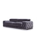 Velvet Chesterfield Sofa with Adjustable Headrest