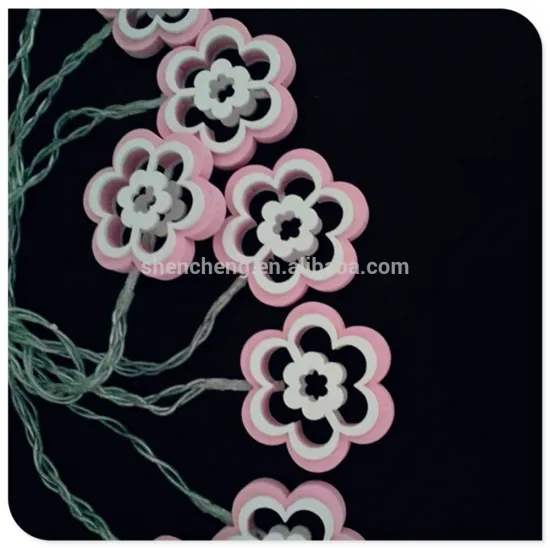 led decoration battery operated christmas light with wooden flower