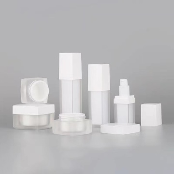 Cosmetic Jar White Cap Matte Square