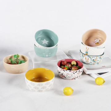 New Design Cartoon Ceramic Rice Noodle Soup Bowls for Children